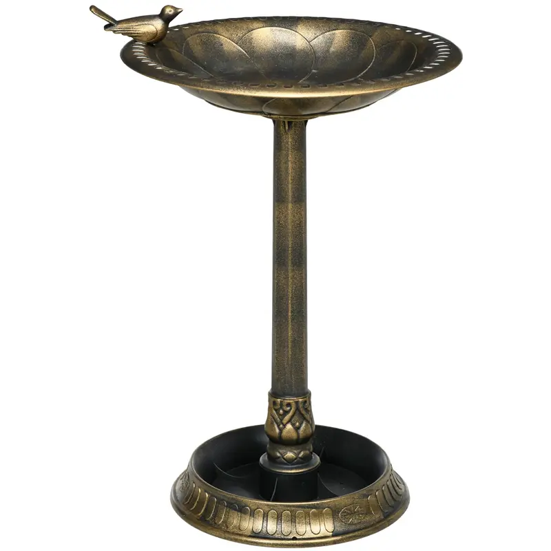 28" Tall Antique Bird Bath For Outdoors, Vintage Birdbath With Flower Planter Base, Bronze 1