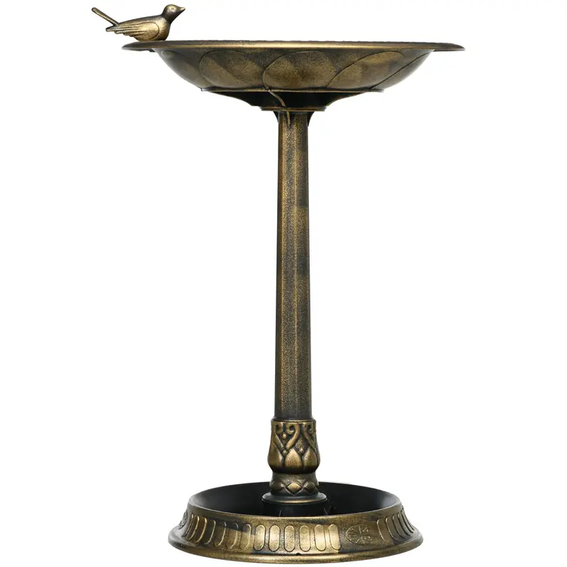28" Tall Antique Bird Bath For Outdoors, Vintage Birdbath With Flower Planter Base, Bronze 2