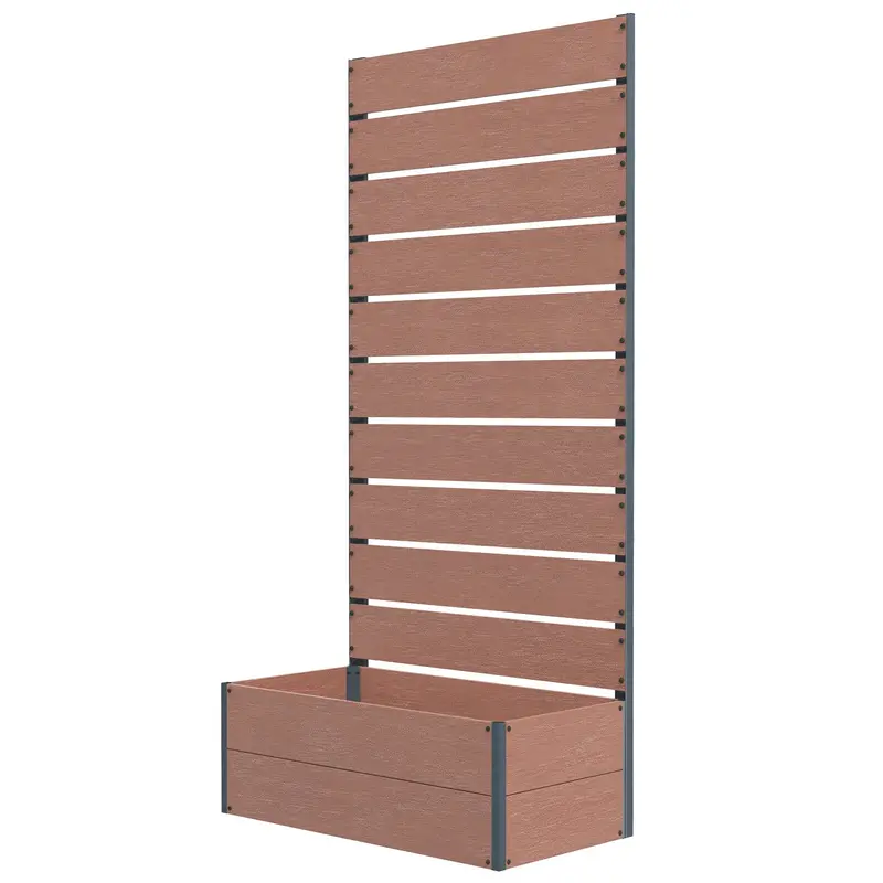 28" X 15" X 59" Raised Garden Bed With Trellis, Light Brown 2