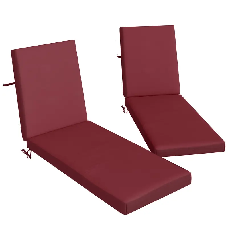 2Pc Patio Chair Cushion Set With Ties For Indoor Or Outdoor, Wine Red 1