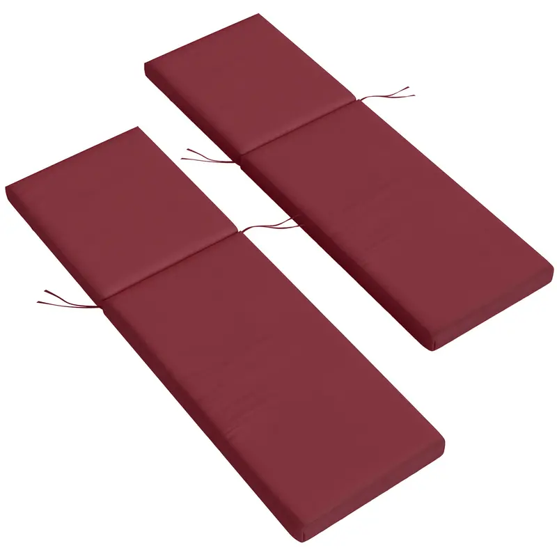 2Pc Patio Chair Cushion Set With Ties For Indoor Or Outdoor, Wine Red 2
