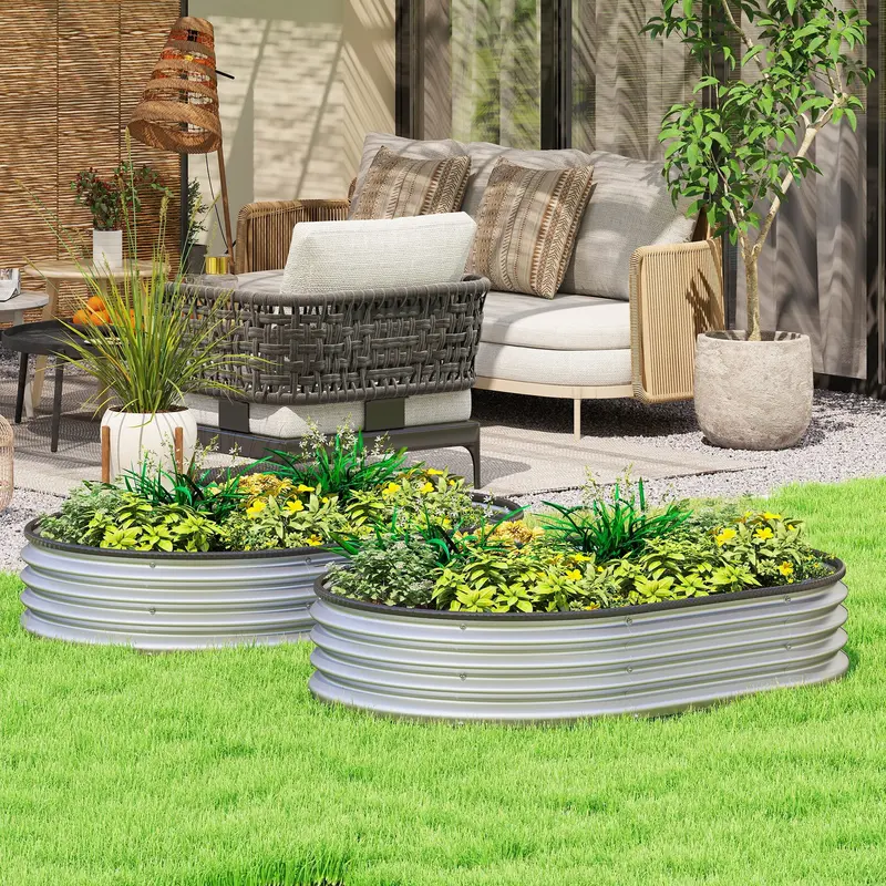 2Pcs 4 X 3 X 1 Ft Galvanized Raised Garden Beds, Silver 1