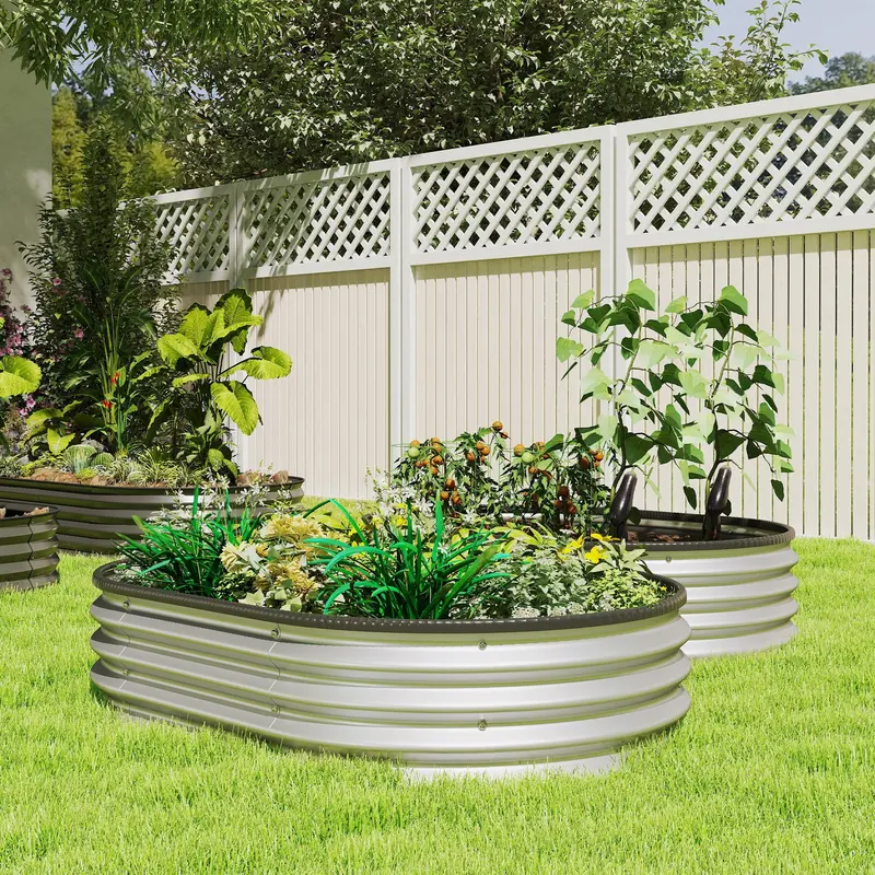 2Pcs 4 X 3 X 1 Ft Galvanized Raised Garden Beds, Silver 2