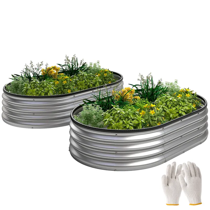 2Pcs 5 X 3 X 1 Ft Galvanized Raised Garden Beds, Silver 1