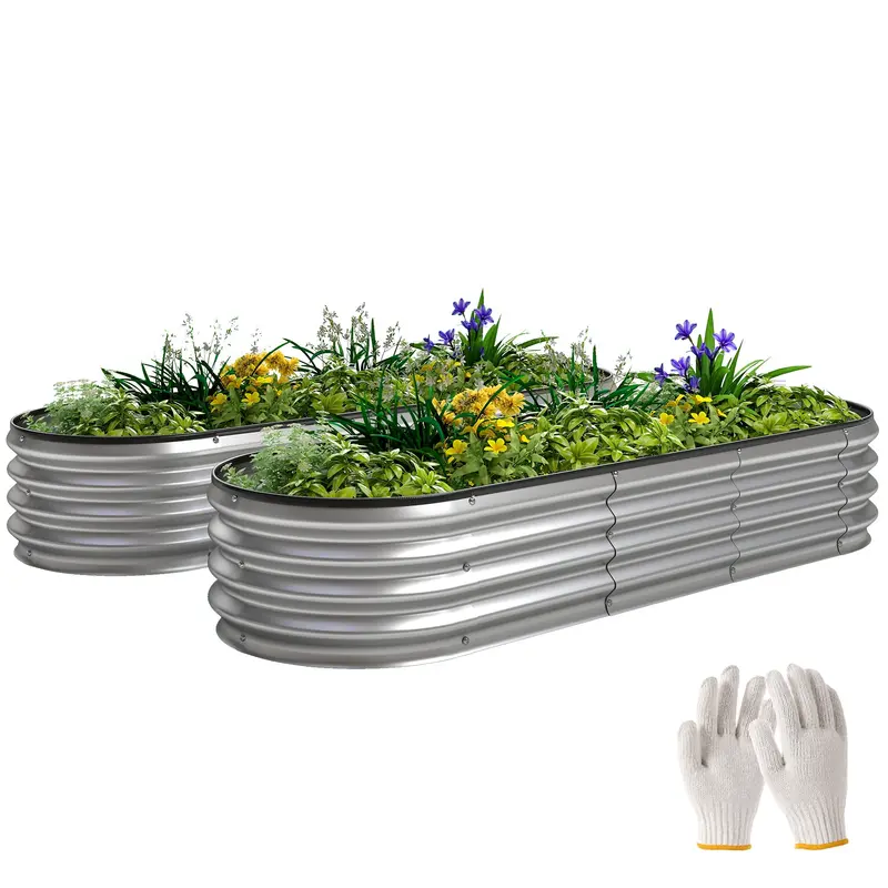 2Pcs 6 X 2 X 1 Ft Galvanized Raised Garden Beds, Silver 1