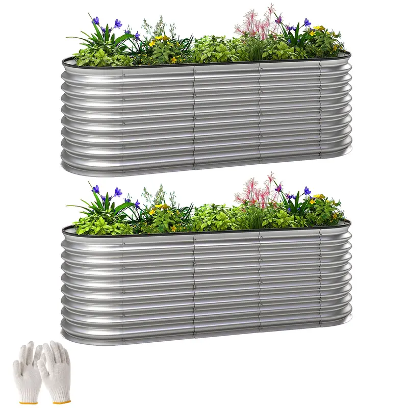 2Pcs 6 X 2 X 2 Ft Galvanized Raised Garden Beds, Silver 1
