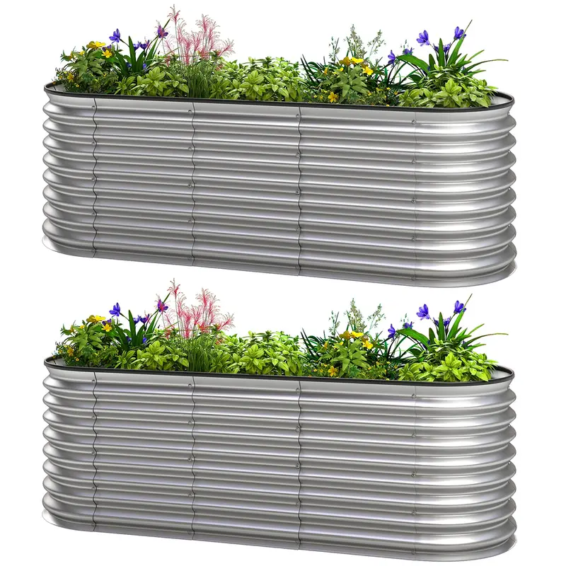 2Pcs 6 X 2 X 2 Ft Galvanized Raised Garden Beds, Silver 2