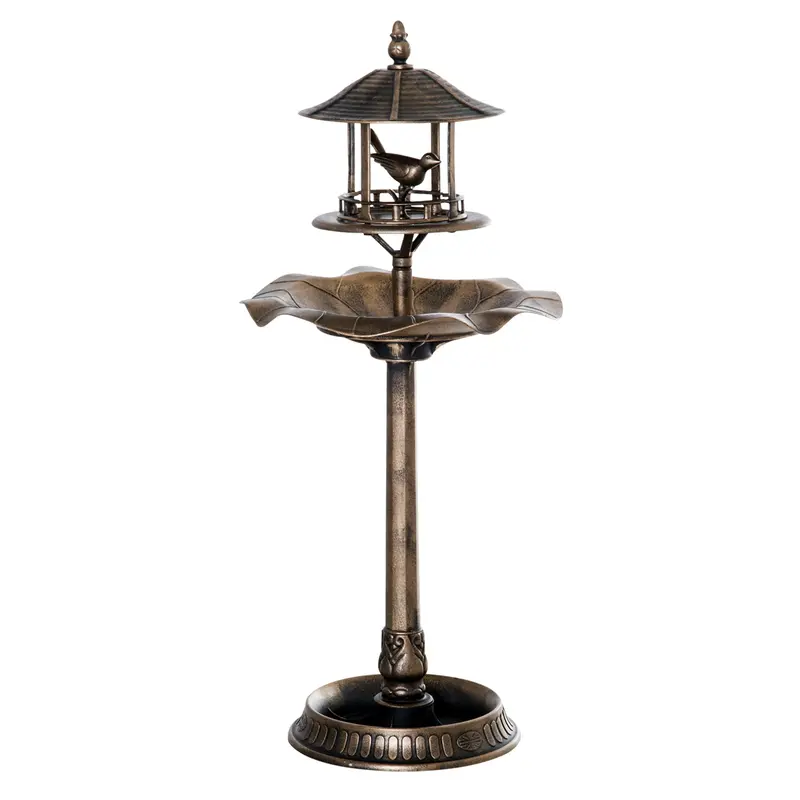 3-In-1 Garden Bird Bath Bowl Pedastal With Bird Feeder, Large Water Basin, & Underneath Flower Planter 1