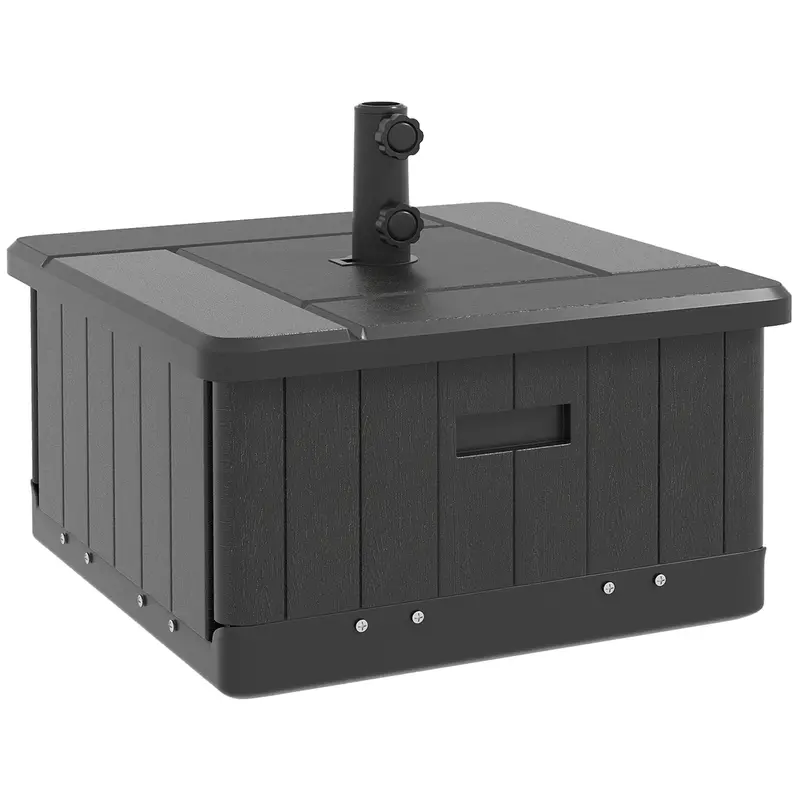 3-In-1 Umbrella Base With Coffee Table & Planter, Wheels, Black 1