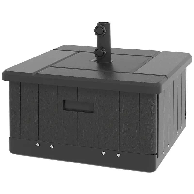 3-In-1 Umbrella Base With Coffee Table & Planter, Wheels, Black 2