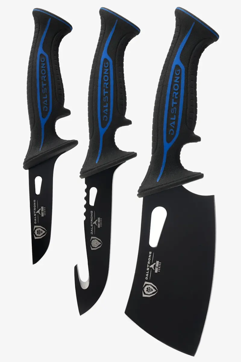 3-Piece Knife Set | Boning Knife, Hook Knife, Mini Cleaver | Night Shark Series | Nsf Certified | Dalstrong © 1