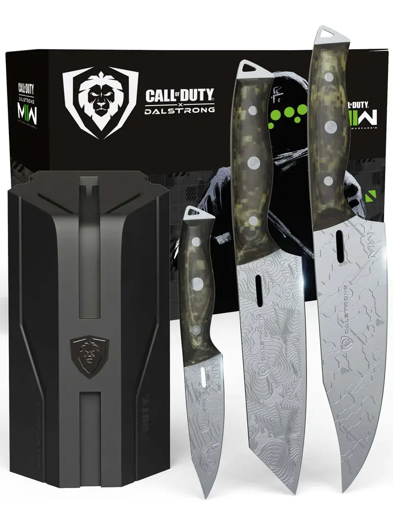 3-Piece Knife Set With Block | Call Of Duty © Edition | Rubberwood Knife Block | Exclusive Collector Set | Dalstrong © 1