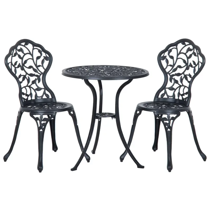 3 Pieces Outdoor Furniture Set, Patio Table And Chairs For Garden, Balcony, Porch, Black 1