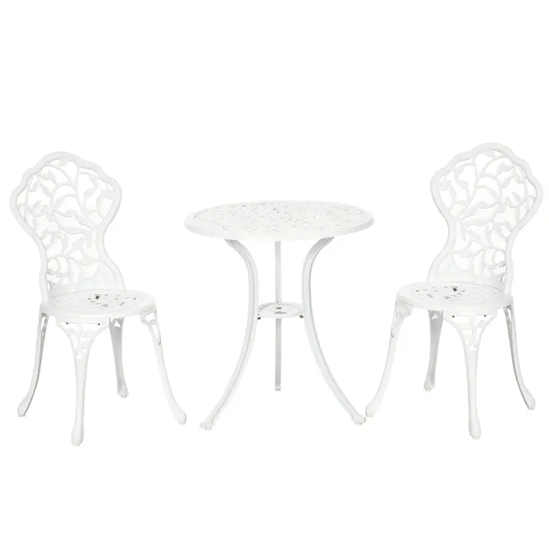 3 Pieces Outdoor Furniture Set, Patio Table And Chairs For Garden, Balcony, Porch, White 1