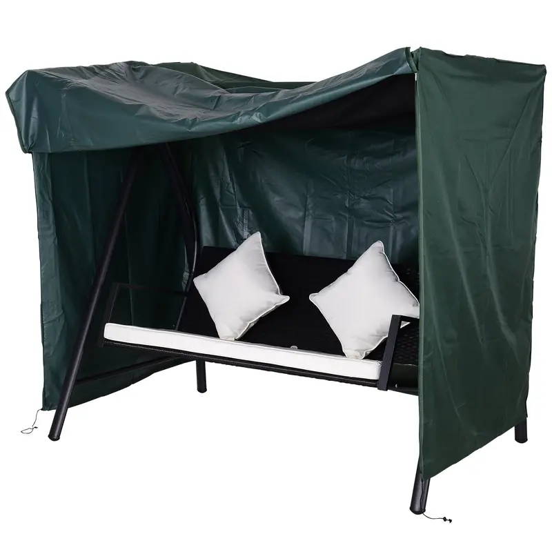 3-Seat Outdoor Swing Cover, Large Hammock Cover W/ Uv Resistant & Windproof, Green 2