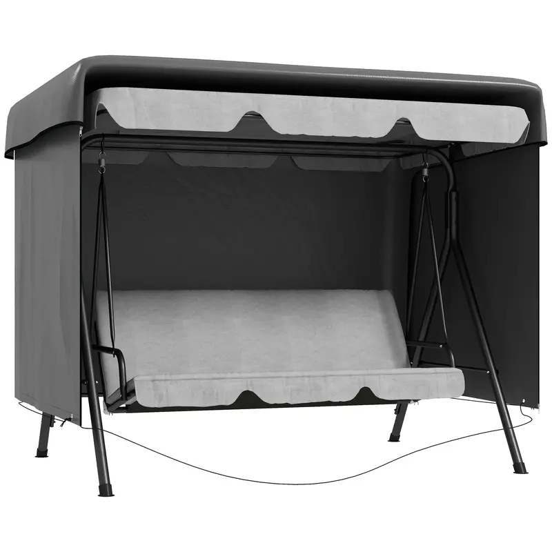 3-Seater Patio Swing Cover, Waterproof Garden Furniture Protection Cover, Dark Grey 1