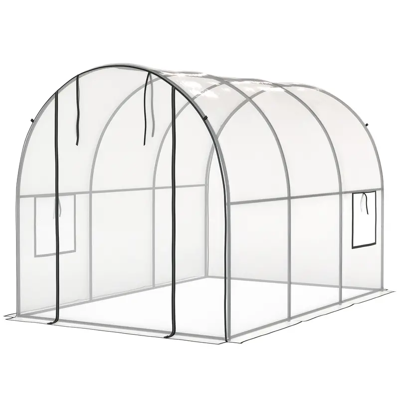 3 X 2 X 2 M Polytunnel Greenhouse With Roll-Up Door, Clear 2