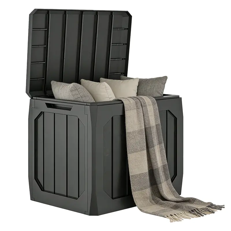 32 Gallon Plastic Deck Box With Handles, Black 1