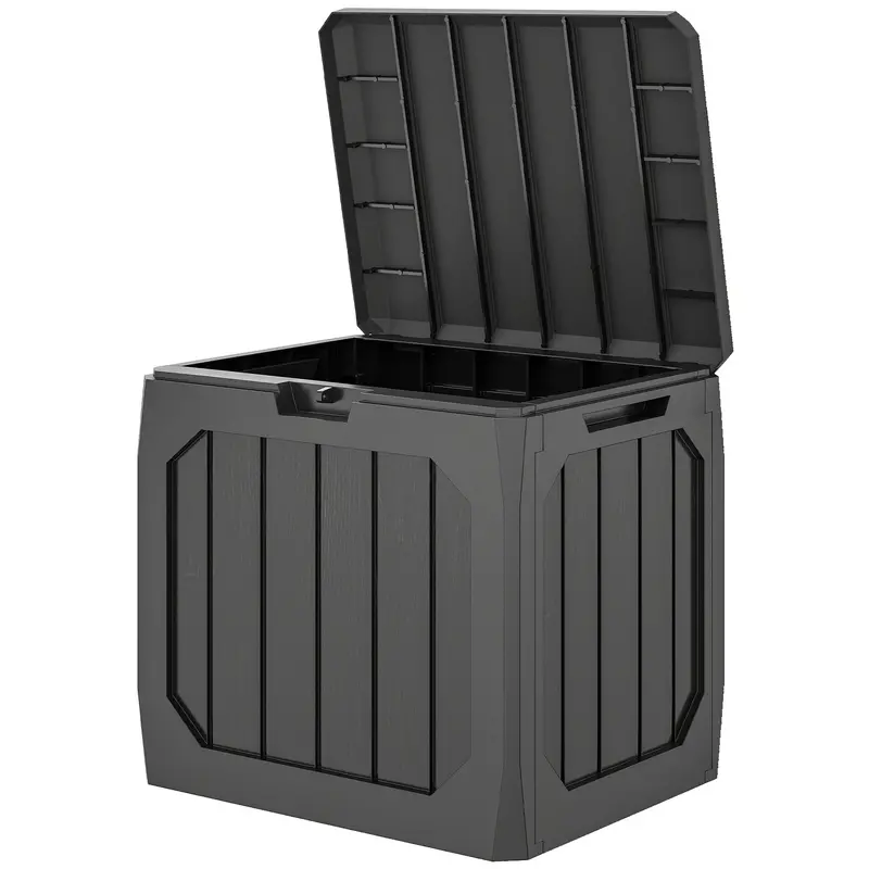 32 Gallon Plastic Deck Box With Handles, Black 2