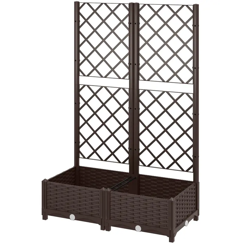 32" X 16" X 48" Plastic Raised Garden Bed With Trellis, Drainage Holes And Drain Plugs 2