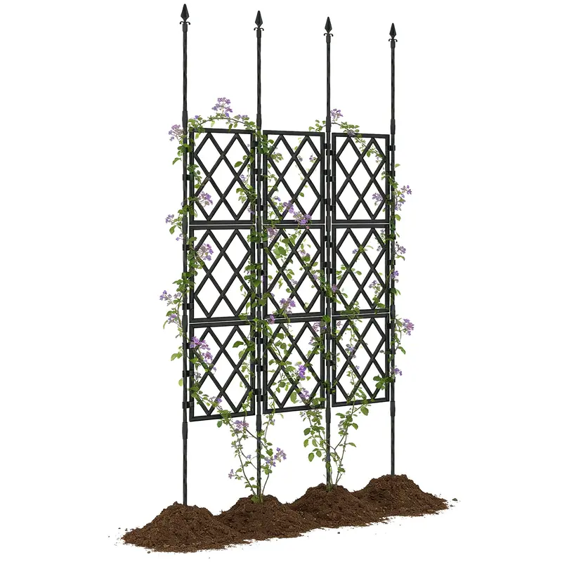 33.5 X 77.6 Inch Foldable Garden Trellis For Climbing Plants, Black 1