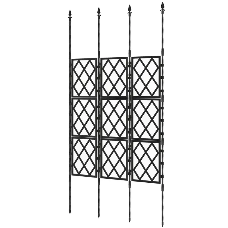33.5 X 77.6 Inch Foldable Garden Trellis For Climbing Plants, Black 2