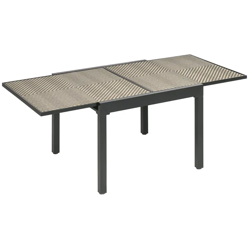 35.4"/70.9" X 35.4" Extendable Aluminum Frame Patio Wickertable For 4-8 People, Brown 1