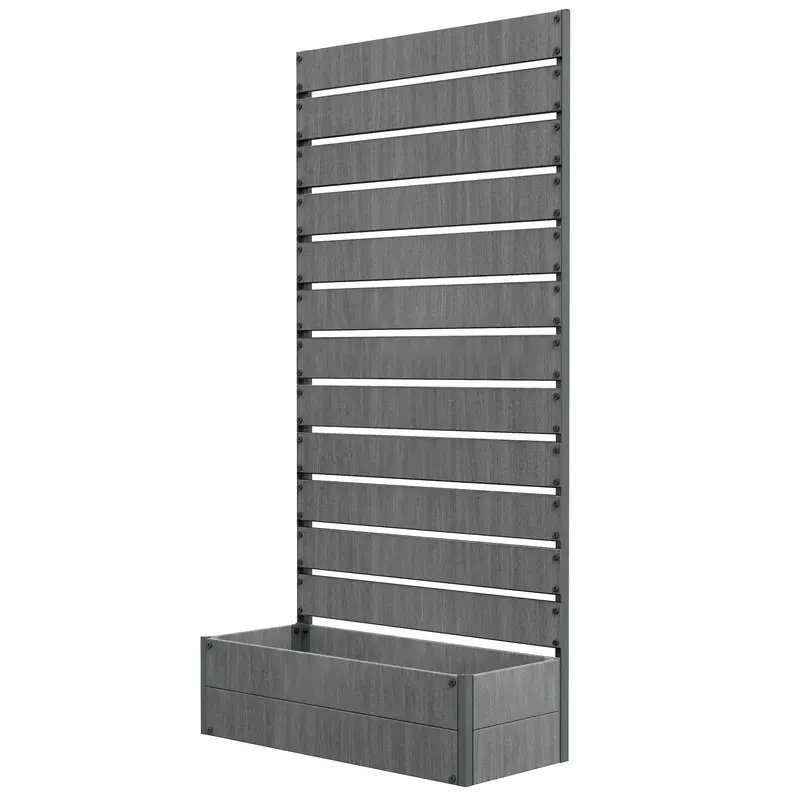 35.6" X 15" X 70.9" Raised Garden Bed With Trellis, Dark Grey 2
