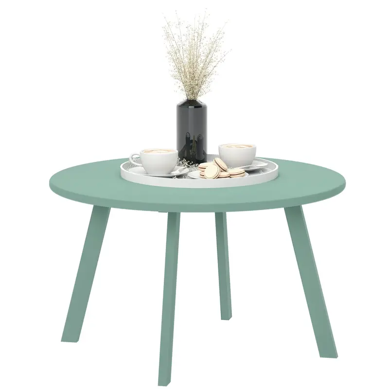 36" Round Patio Coffee Table With Metal Frame, Green 1