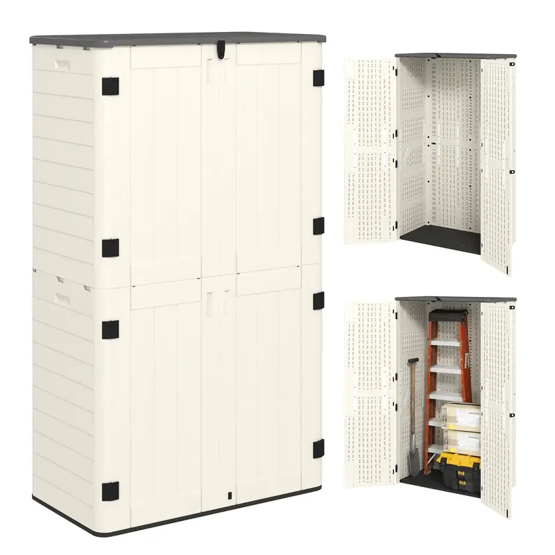 368 Gallon Waterproof Deck Box With Openable Top & Lockable Doors 1