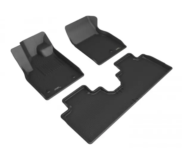 3D Maxpider Kagu Series 2021-2023 Ford Mustang Mach-E 1St & 2Nd Row Floormats - Black 1