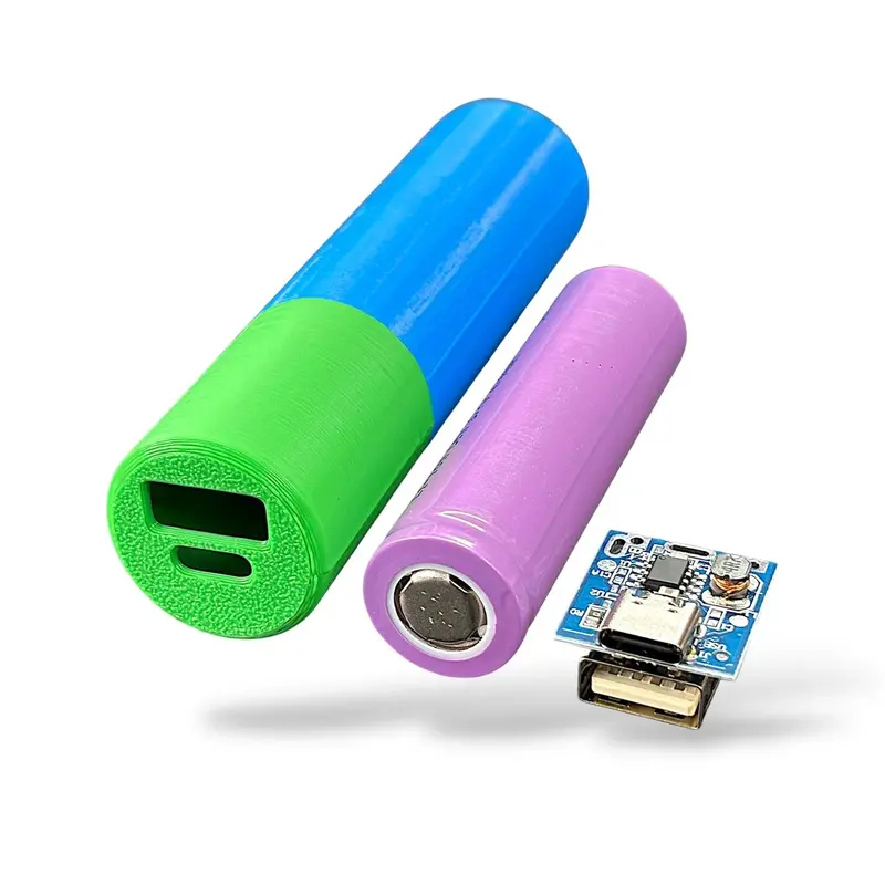3D Printed Power Bank Case (Body Only) For Diy Projects, Arduino Boards | Compatible With 1 Cell 18650 Battery & Type-C 5V Step-Up Lithium Charging Protection Board 2