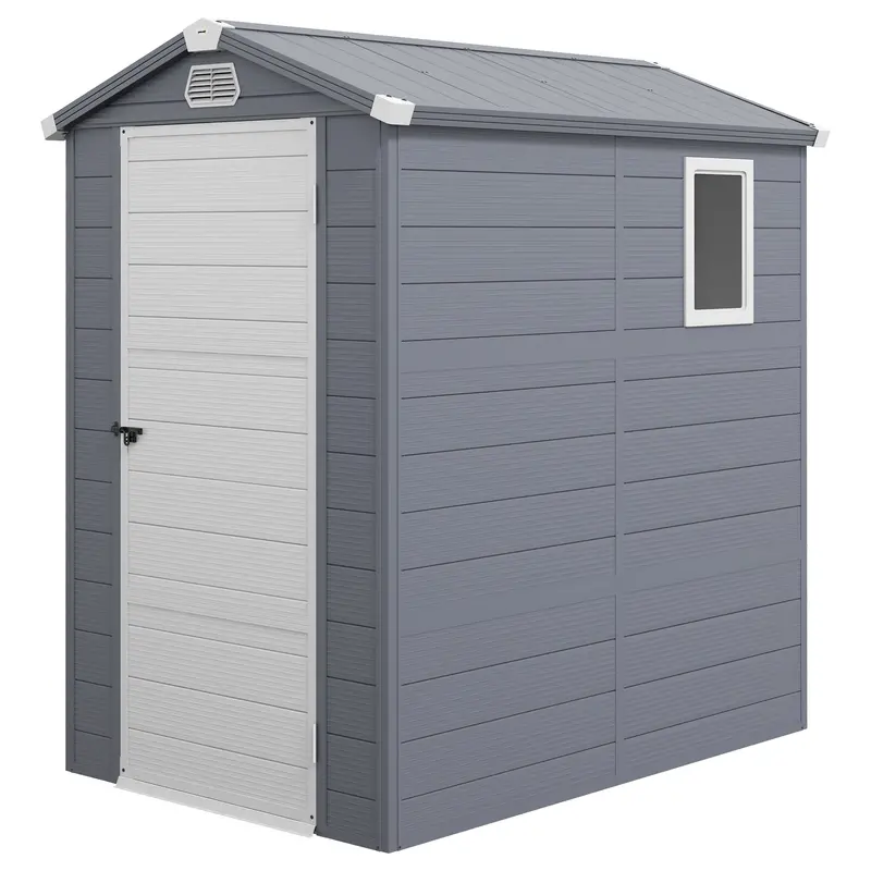 4.5' X 6' Aluminum Frame Storage Shed With Galvanized Foundation, Light Grey 1