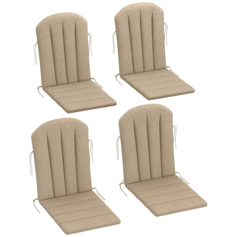 4-Piece Adirondack Chair Cushion Set With Ties, Beige 1