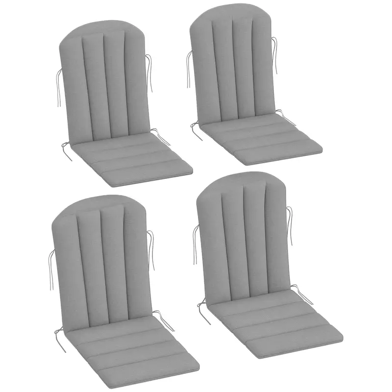 4-Piece Adirondack Chair Cushion Set With Ties, Grey 1
