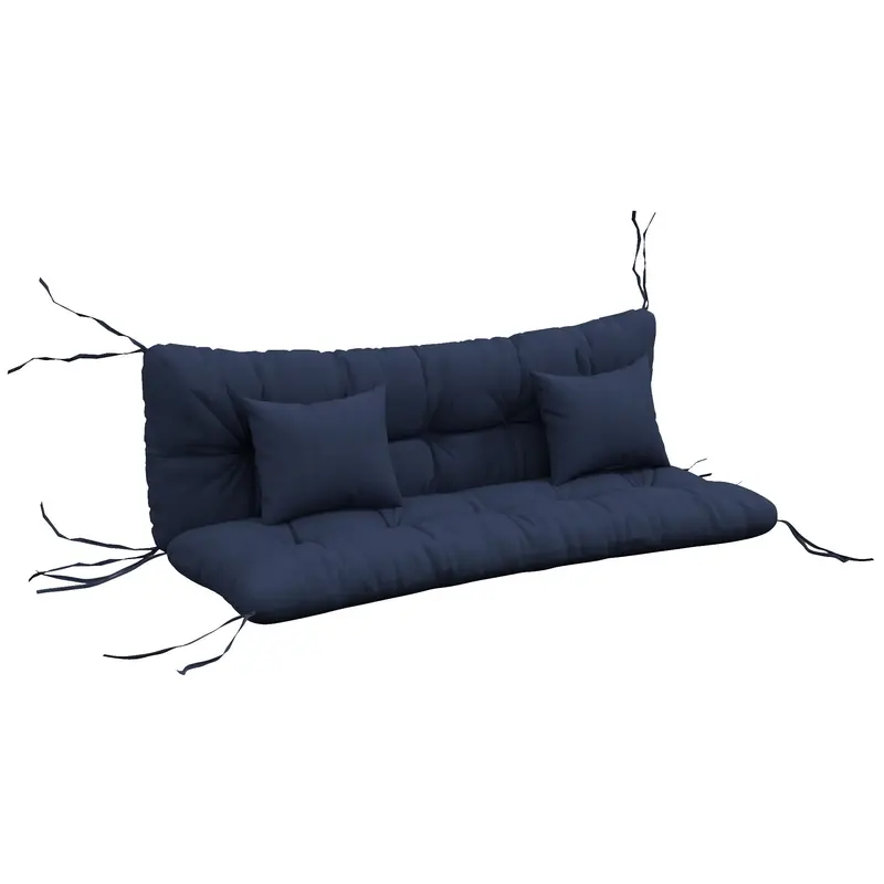 4-Piece Back & Seat Cushion Pillows Replacement, Patio Chair Cushions Set With Ties, Navy Blue 1