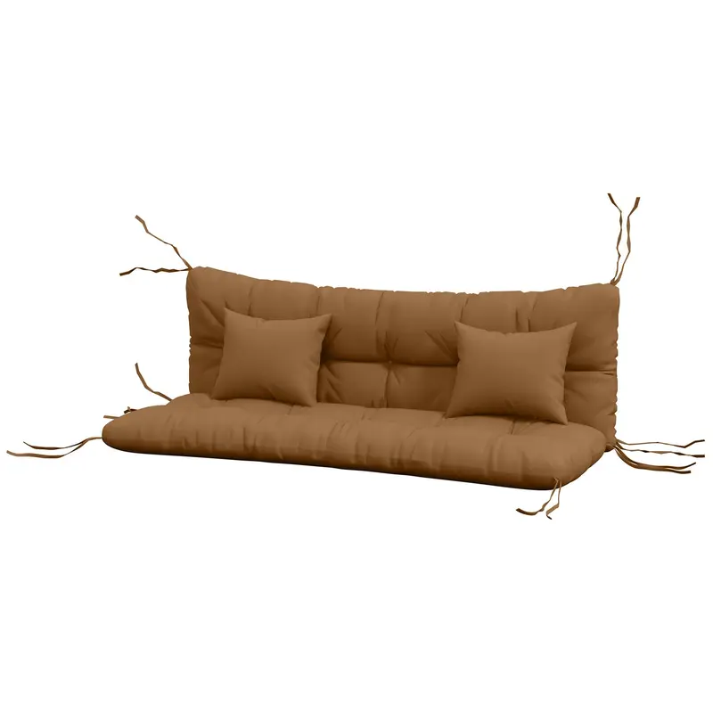4-Piece Back & Seat Cushion Pillows Replacement, Patio Chair Cushions Set With Ties, Tan 2