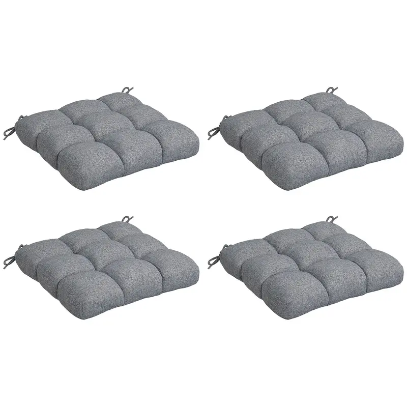4-Piece Patio Chair Cushions Set With Ties, 19" X 19" X 4" 1