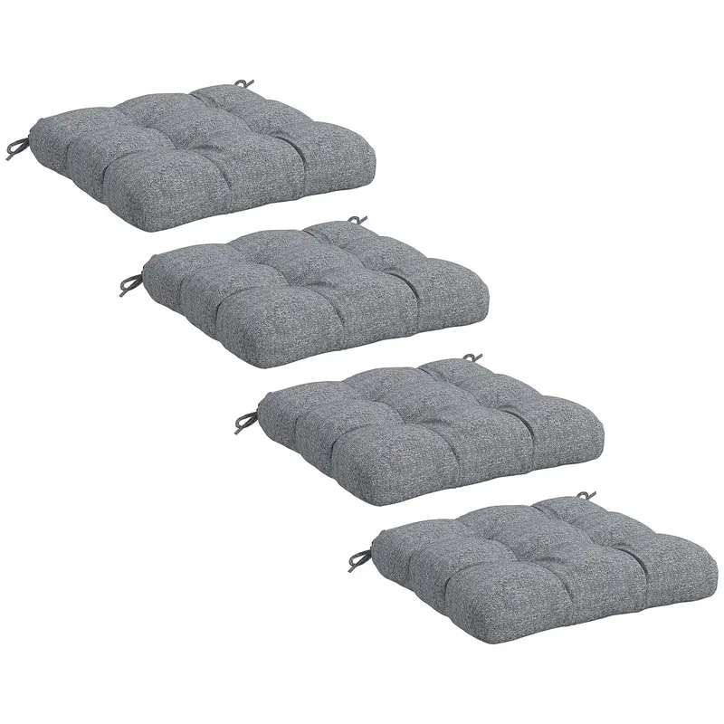4-Piece Patio Chair Cushions Set With Ties, 19" X 19" X 4" 2