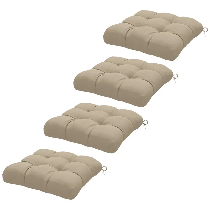 4-Piece Patio Chair Cushions Set With Ties, 19" X 19" X 4" 2