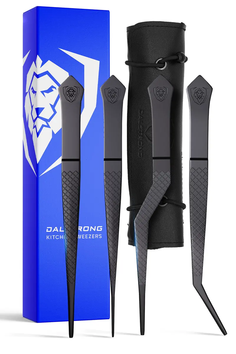 4 Piece Plating Tweezers Set 6.5" | Curved, Offset, Fine, And Regular Tweezers | Dalstrong © 1