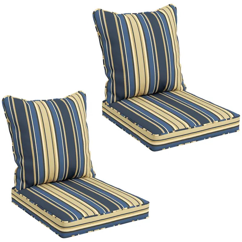 4-Piece Seat Cushion Back Pillows Replacement, Outdoor Patio Chair Cushions Set, Blue 1