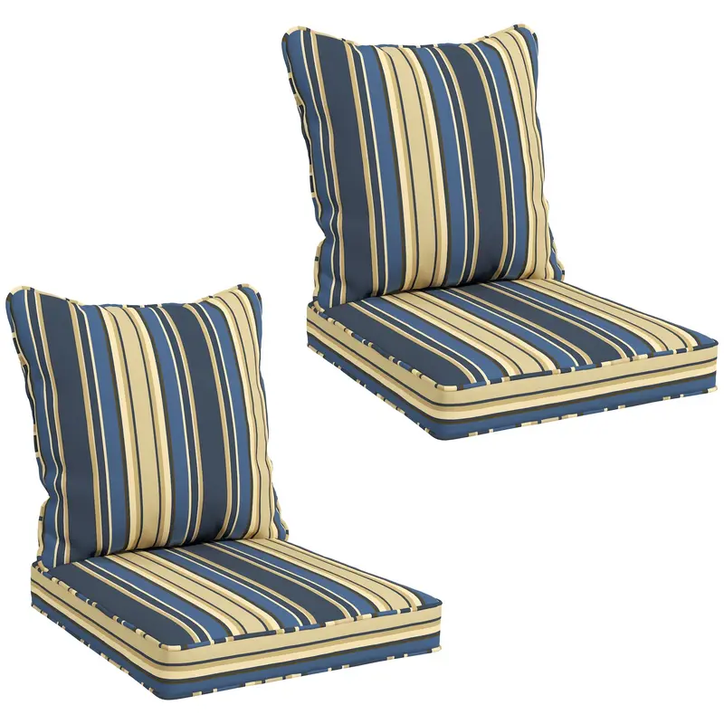 4-Piece Seat Cushion Back Pillows Replacement, Outdoor Patio Chair Cushions Set, Blue 2