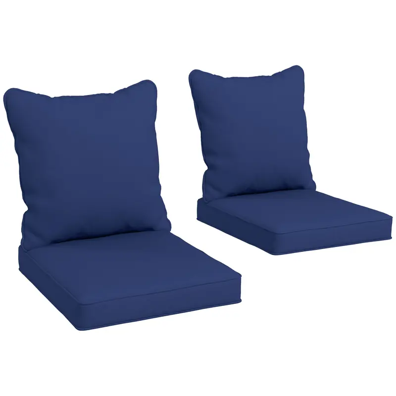 4-Piece Seat Cushion Back Pillows Replacement, Outdoor Patio Chair Cushions Set, Dark Blue 1