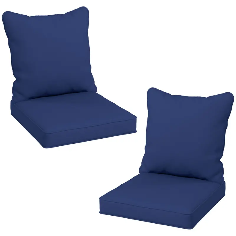 4-Piece Seat Cushion Back Pillows Replacement, Outdoor Patio Chair Cushions Set, Dark Blue 2