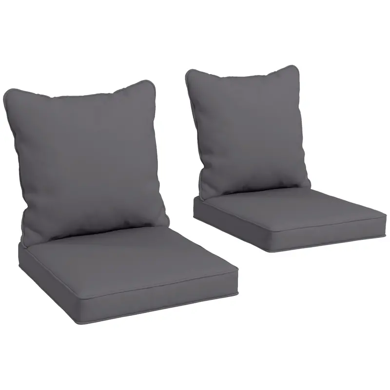4-Piece Seat Cushion Back Pillows Replacement, Outdoor Patio Chair Cushions Set, Dark Grey 1