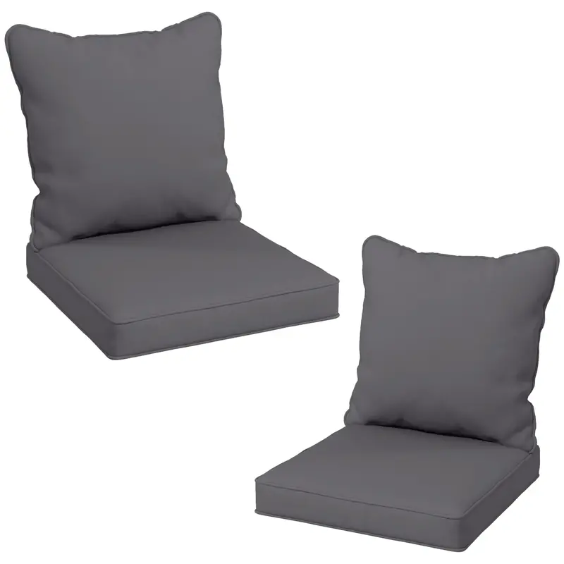 4-Piece Seat Cushion Back Pillows Replacement, Outdoor Patio Chair Cushions Set, Dark Grey 2