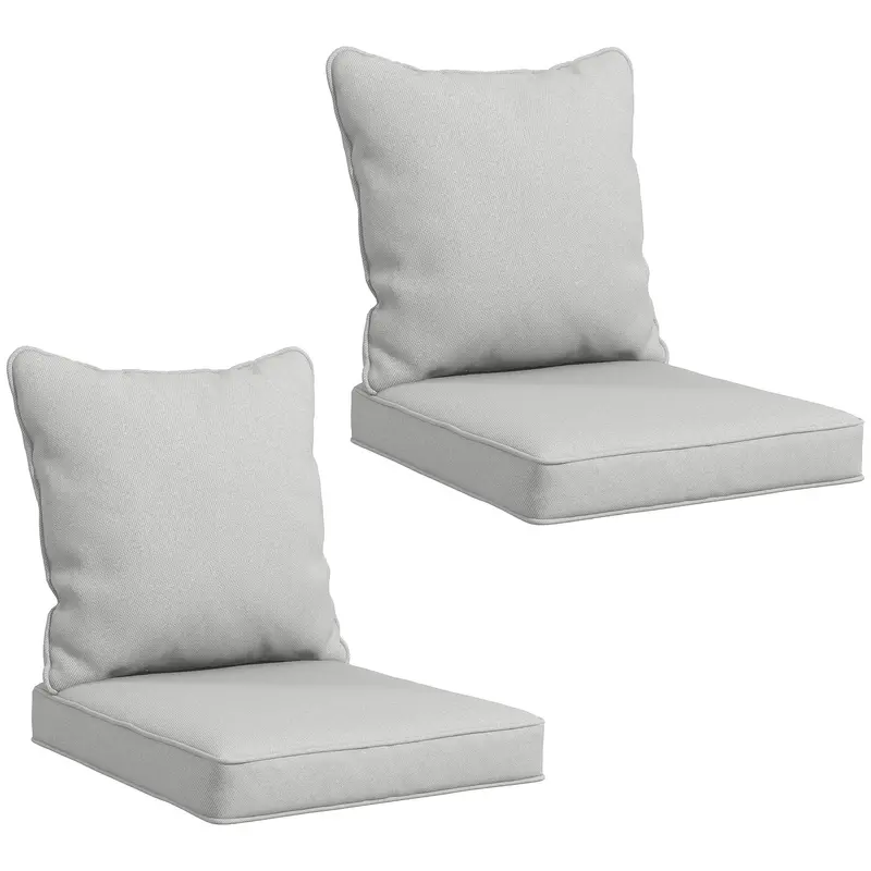 4-Piece Seat Cushion Back Pillows Replacement, Outdoor Patio Chair Cushions Set, Light Grey 1