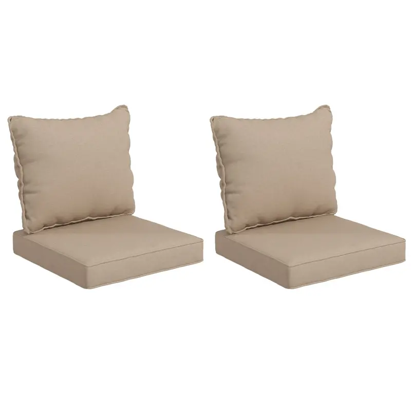 4-Piece Seat Cushion Pillows Replacement, Patio Chair Cushions Set With Back, Beige 1
