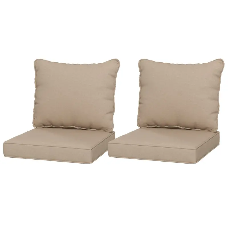 4-Piece Seat Cushion Pillows Replacement, Patio Chair Cushions Set With Back, Beige 2